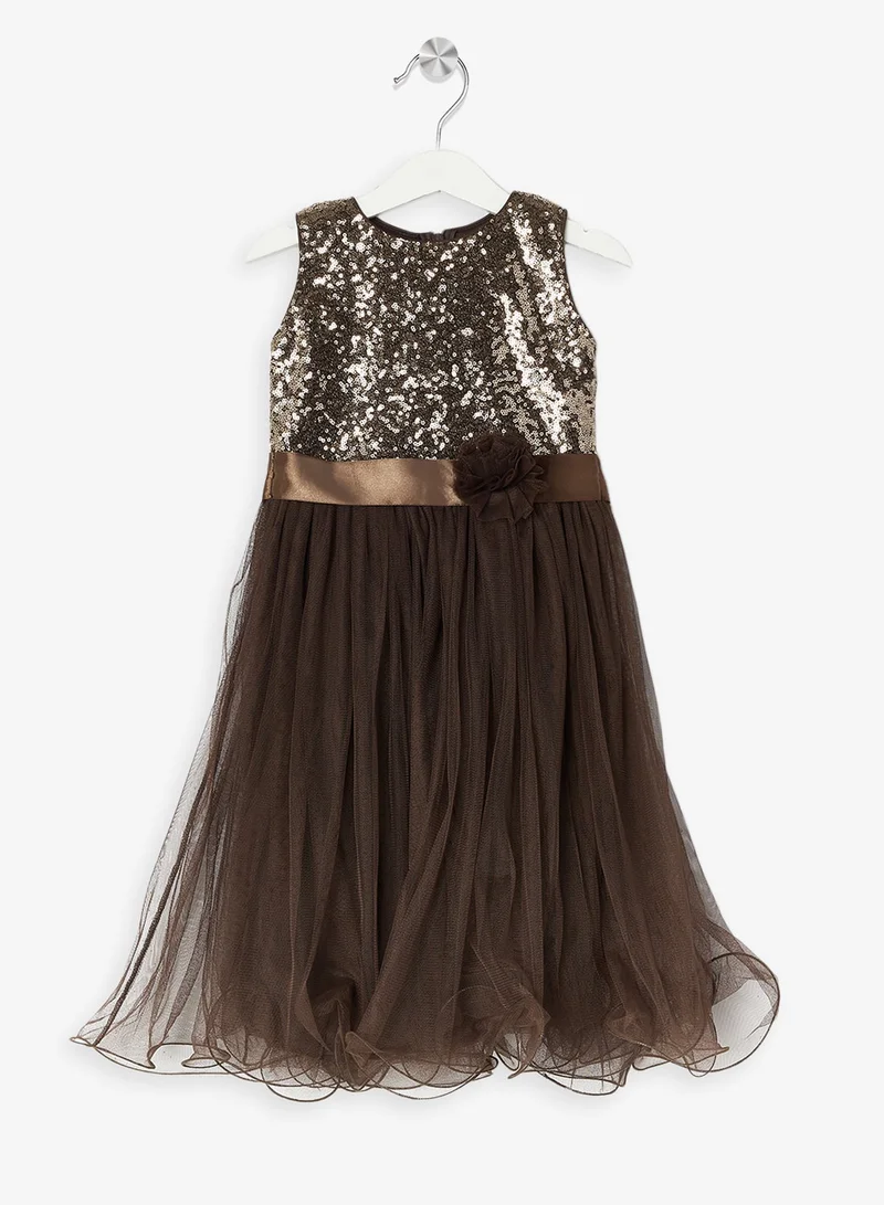 Little Golden Apple Sequin Bodice Tulle Dress